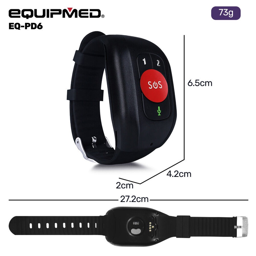 Equipmed GPS Fall Detection Emergency Bracelet with SOS Button for Seniors, 2 Way Calling, Location Tracking, Speed Dial, iPhone and Android Compatible