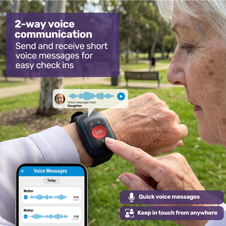 Equipmed GPS Fall Detection Emergency Bracelet with SOS Button for Seniors, 2 Way Calling, Location Tracking, Speed Dial, iPhone and Android Compatible