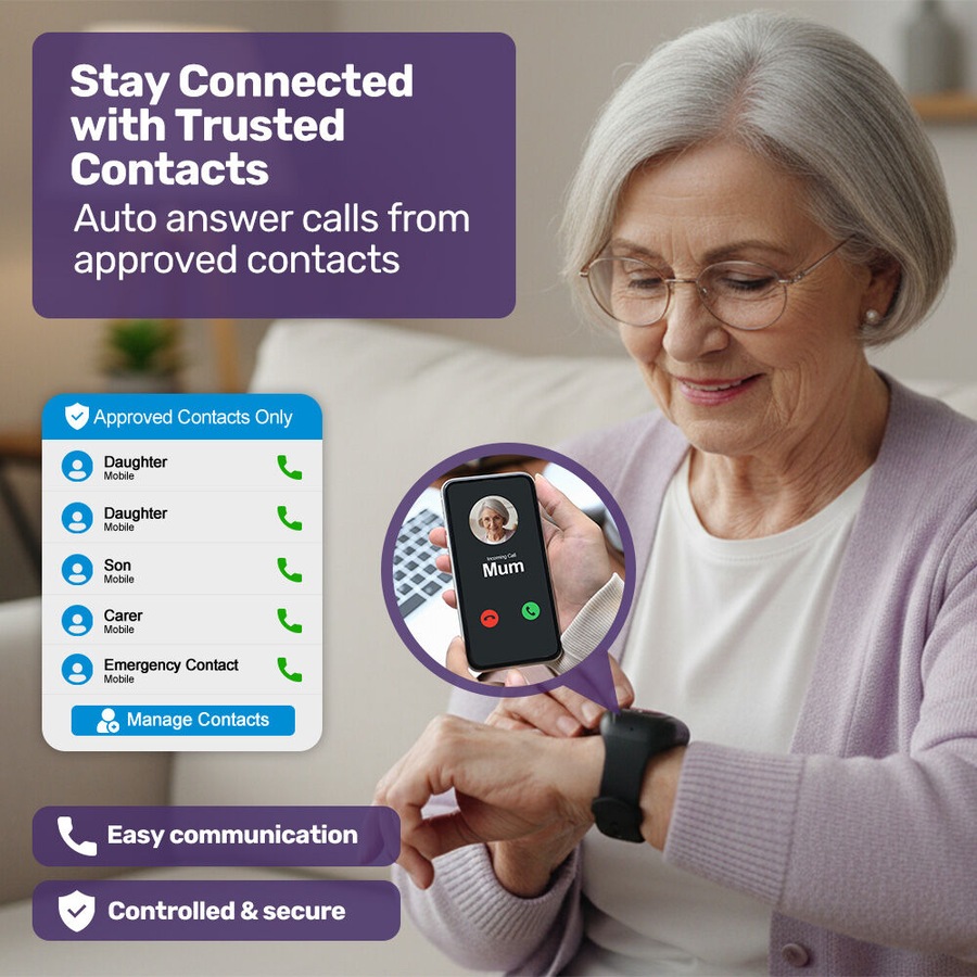 Equipmed GPS Fall Detection Emergency Bracelet with SOS Button for Seniors, 2 Way Calling, Location Tracking, Speed Dial, iPhone and Android Compatible