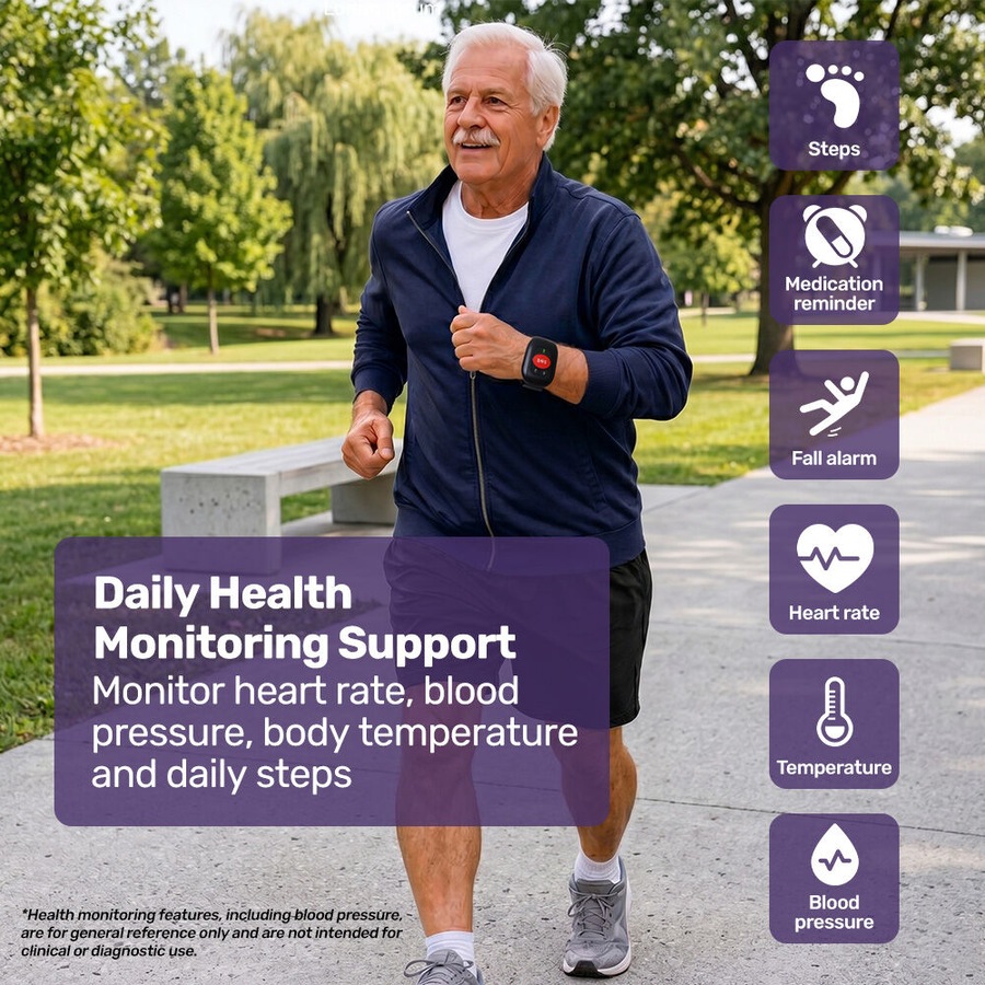 Equipmed GPS Fall Detection Emergency Bracelet with SOS Button for Seniors, 2 Way Calling, Location Tracking, Speed Dial, iPhone and Android Compatible