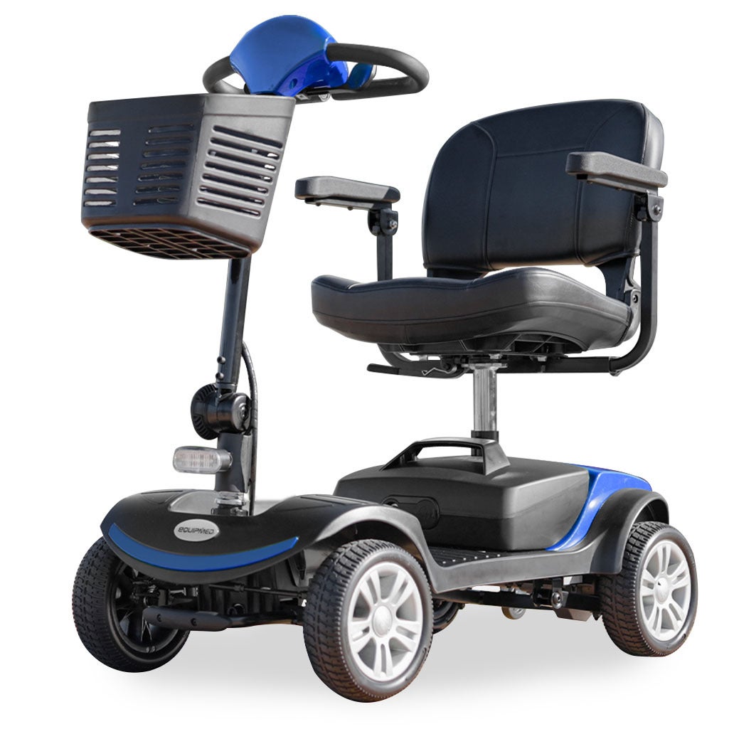 EQUIPMED Electric Mobility Scooter Motorized Handicap Elderly E-Scooter Portable, Black & Blue