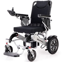 EQUIPMED Power Electric Wheelchair, Airline Approved Wheel Chair, Lightweight, Folding, Long Range, Lithium Batteries, Black & Silver