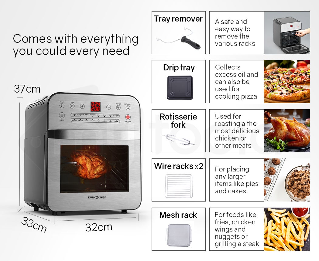 Details about  / 12.4qt 1700W 12-in-1 XL Air Fryer Oven Rotisserie Dehydrator Fries Bakes Roasts