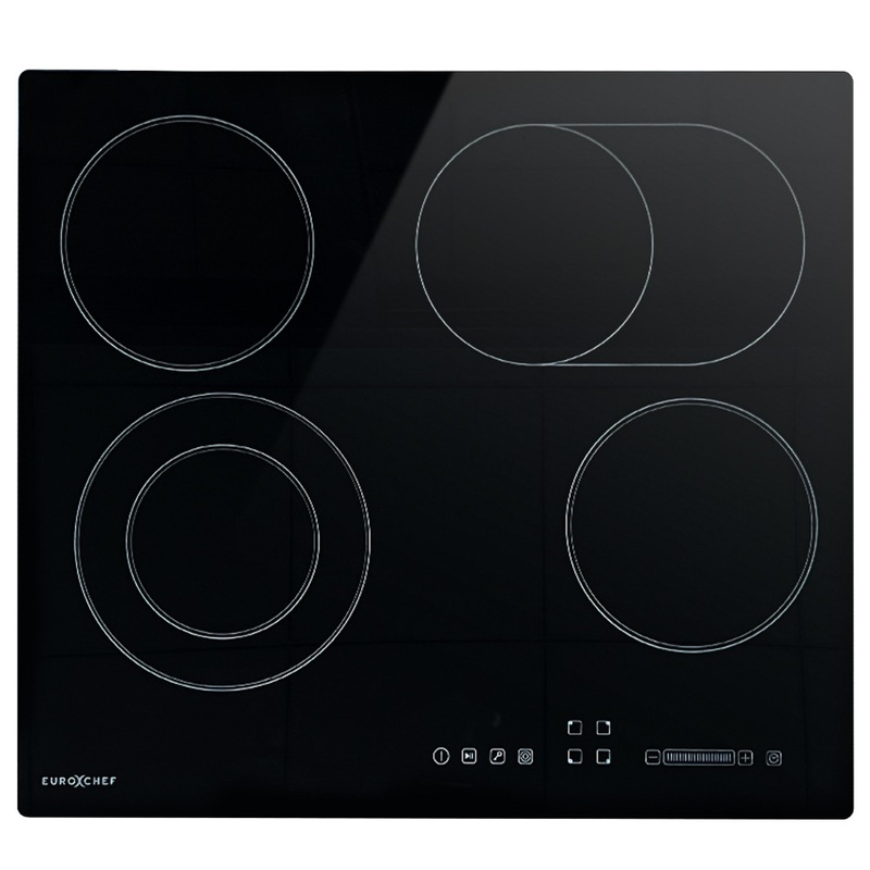 Buy EuroChef 60cm 4 Zone Ceramic Cooktop, 6600W Electric, FlexiZone Adjustable Size Hobs, Touch