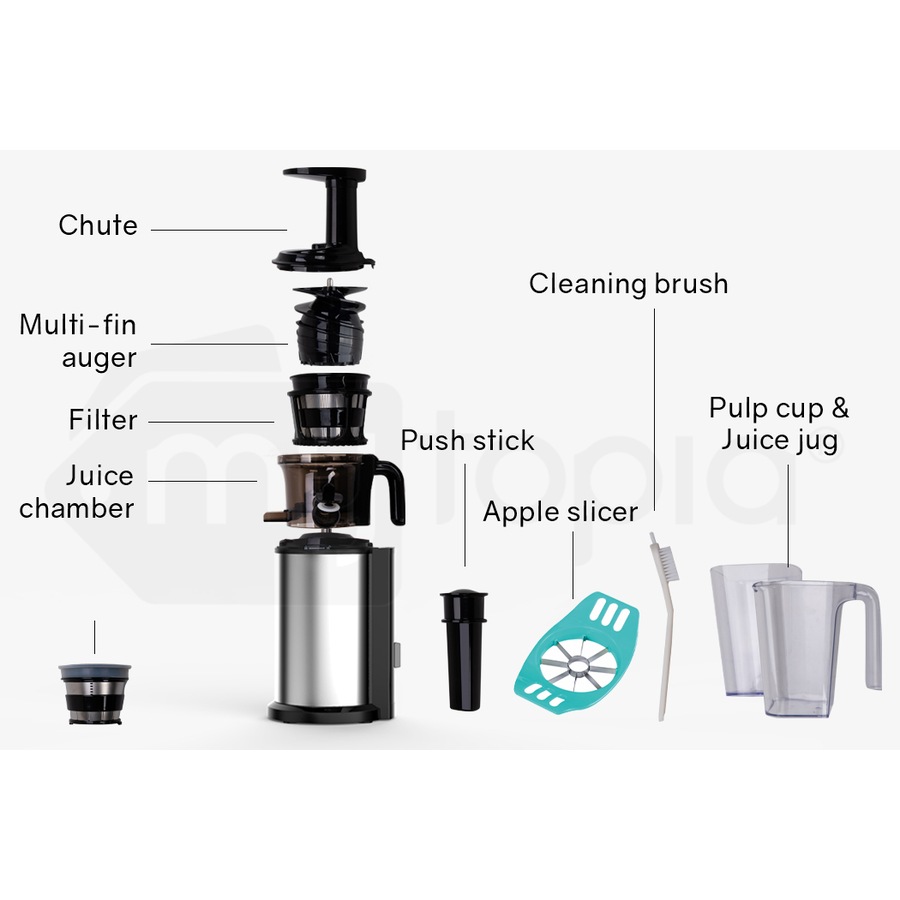 EUROCHEF Cold Press Juicer Slow Juice Maker with Sorbet Function, Whole Fruit Chute