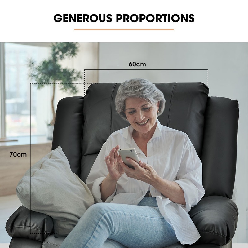 Buy FORTIA Luxury Recliner Chair, Black MyDeal