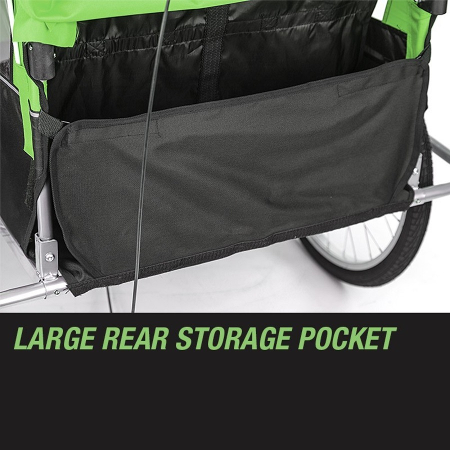 Tag-along Kids Bike Trailer Bicycle Pram Stroller Children Jogger Green
