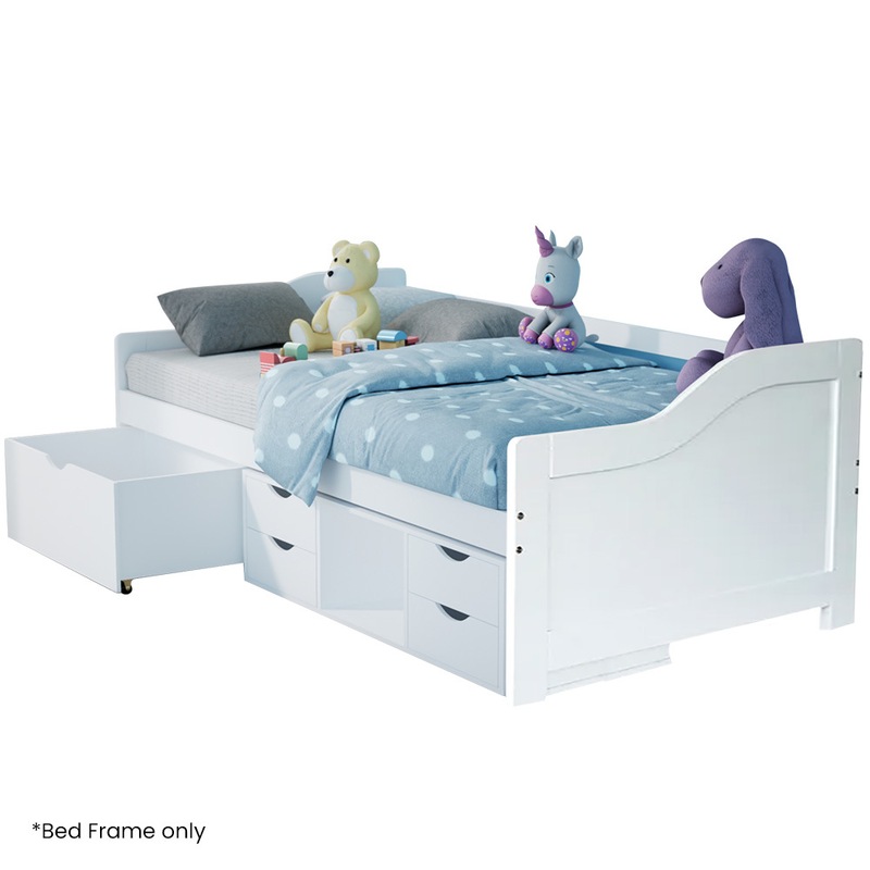 Buy Kingston Slumber Kids Wooden Single Sofa Bed Frame with Storage ...