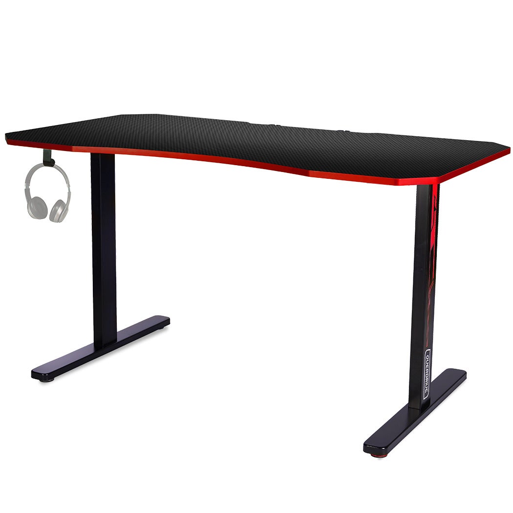 OVERDRIVE Gaming Desk 139CM Computer Table Office Home Console Game Carbon Fiber Style, Black