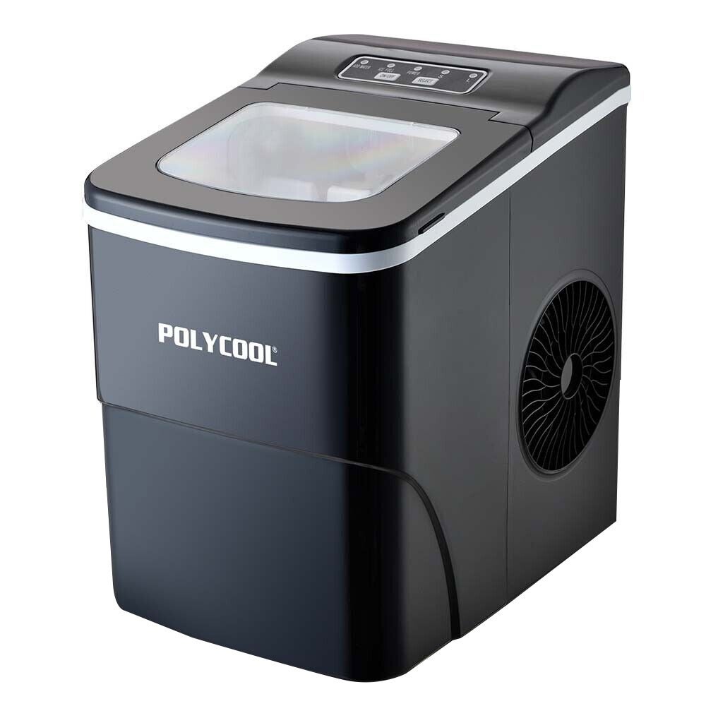 POLYCOOL 2L Portable Ice Cube Maker Ice Machine Automatic with Control Panel, Black