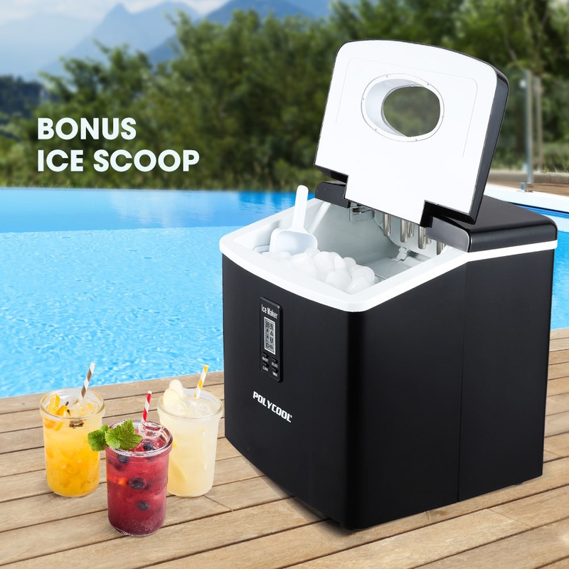 Buy POLYCOOL 3.2L Portable Ice Cube Maker Machine Automatic with LCD Control Panel, Black MyDeal