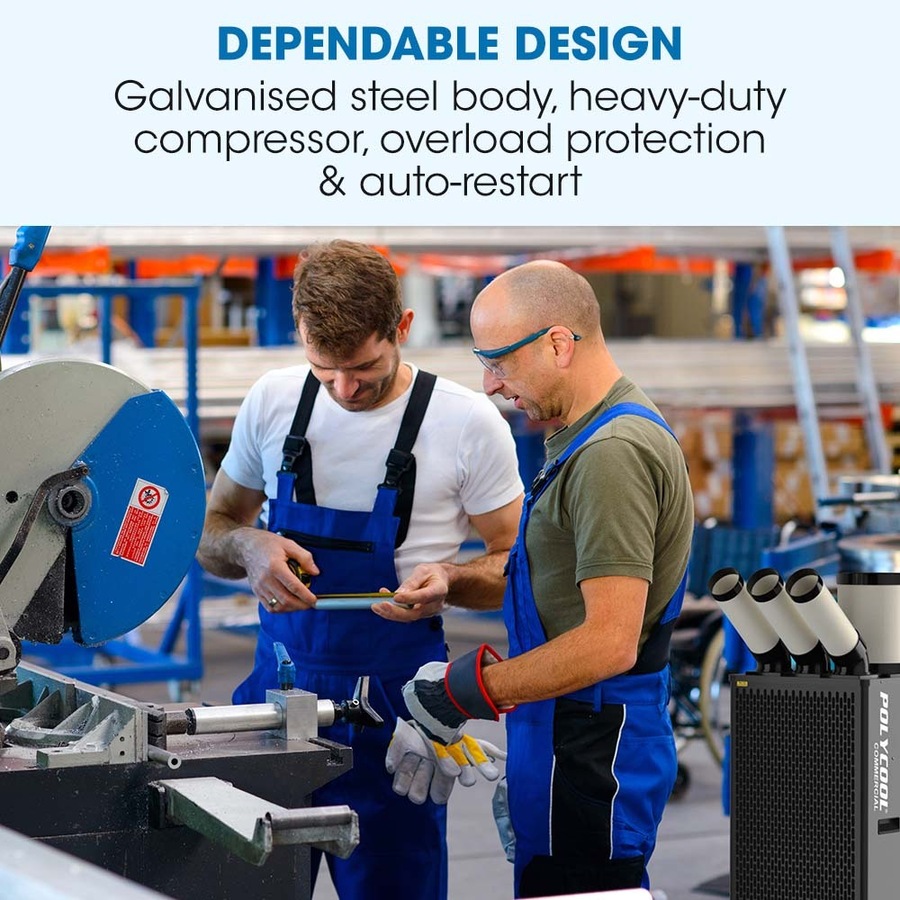 POLYCOOL 6.5kW Portable Industrial Spot Cooler, with Triple Cooling Ducts, 15A Plug