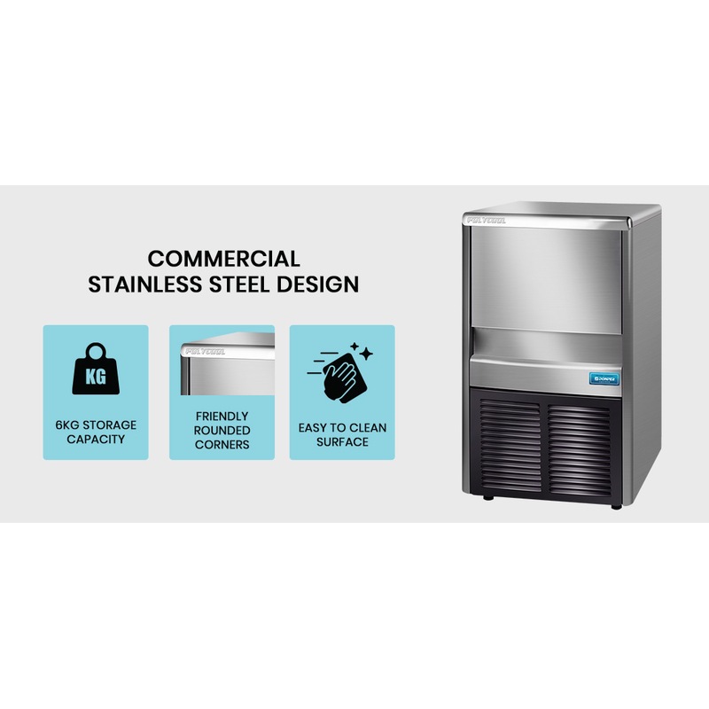 POLYCOOL Ice Maker Machine Cube Commercial Automatic Stainless Steel