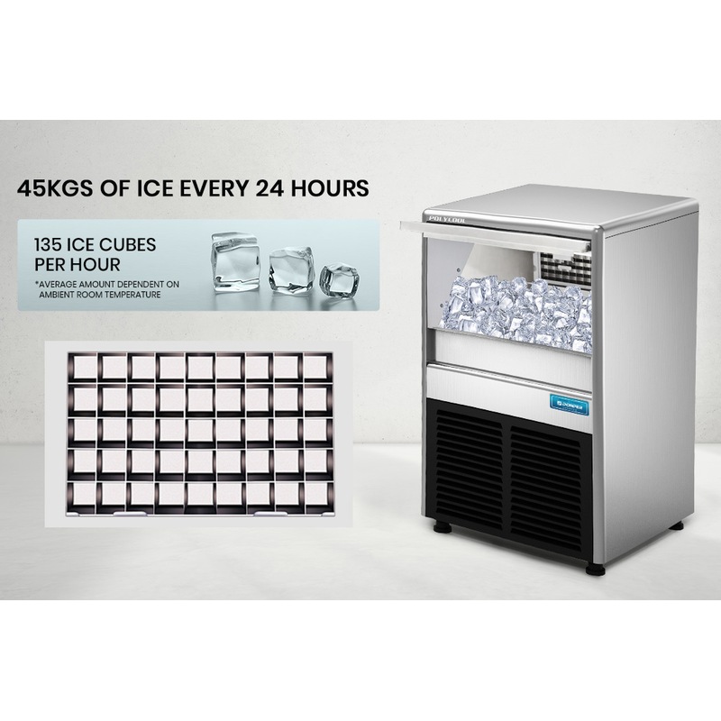 Buy POLYCOOL 45KG Commercial Ice Maker, Free Standing Ice Machine