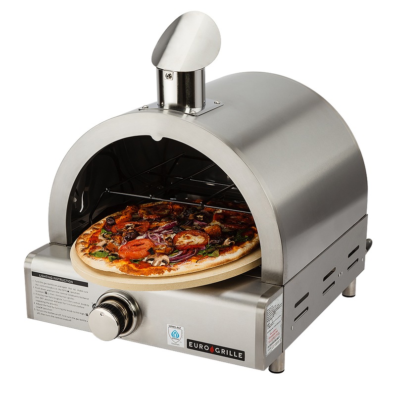 EuroGrille Portable Pizza Oven BBQ Camping LPG Gas Benchtop Stainless Steel Show Home Sales