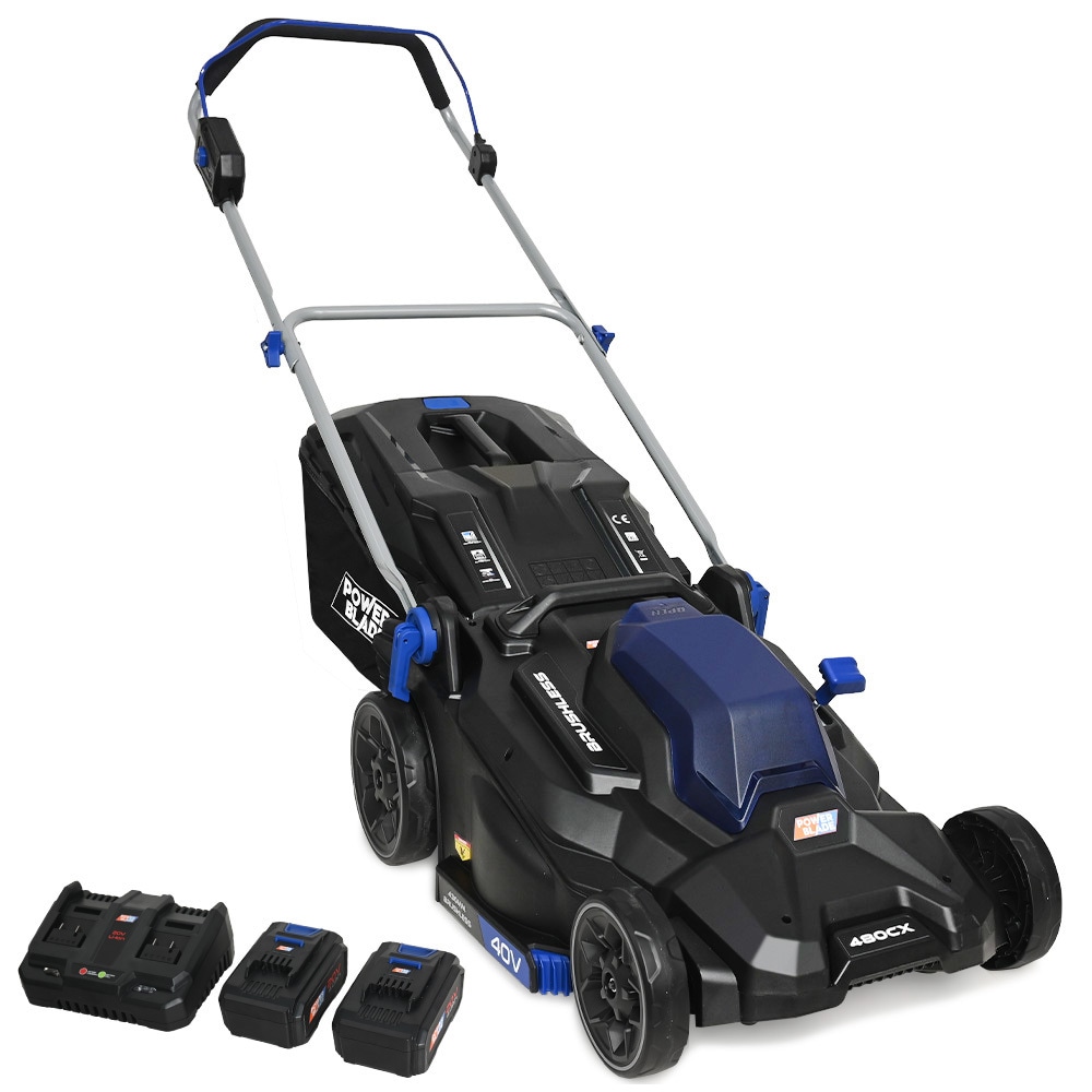POWERBLADE 480CX 40V 17" Cordless Lawn Mower Kit Fast Charger 2 x 4Ah