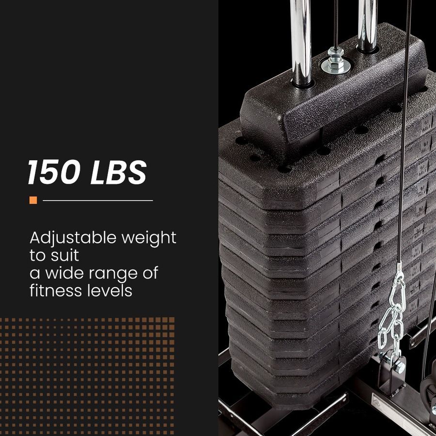 PROFLEX Multi-Station Home Gym Set with 98lbs Weight Plates- M8000