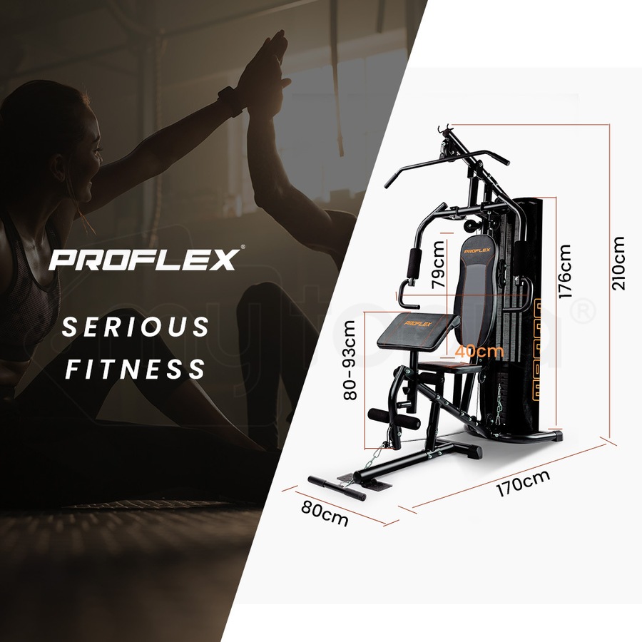 PROFLEX Multi-Station Home Gym Set with 98lbs Weight Plates- M8000
