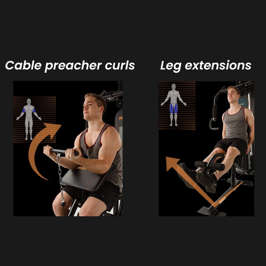 PROFLEX Multi-Station Home Gym Set with 98lbs Weight Plates- M8000