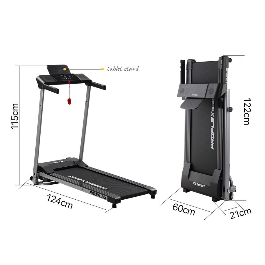 PROFLEX Electric Treadmill Folding Compact Small Walking Running Machine Home Gym, Bluetooth Speaker