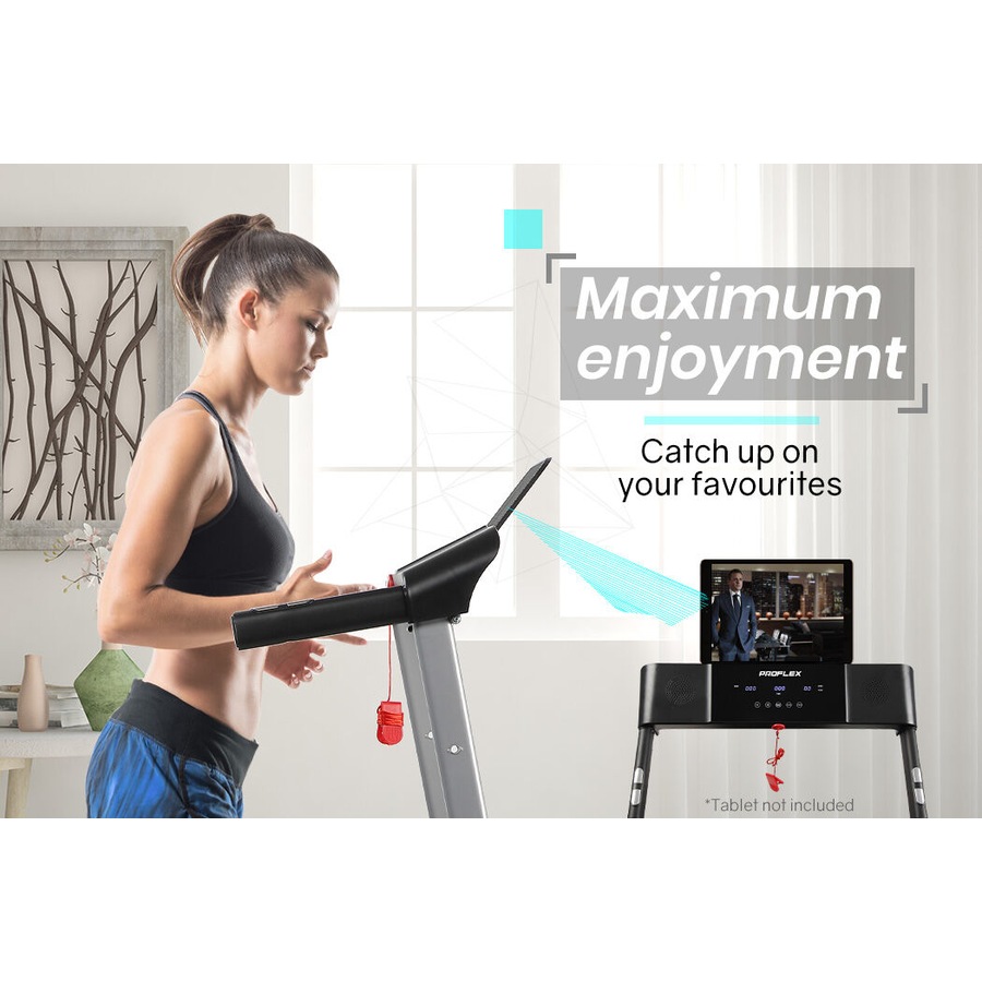 PROFLEX Electric Treadmill Folding Compact Small Walking Running Machine Home Gym, Bluetooth Speaker