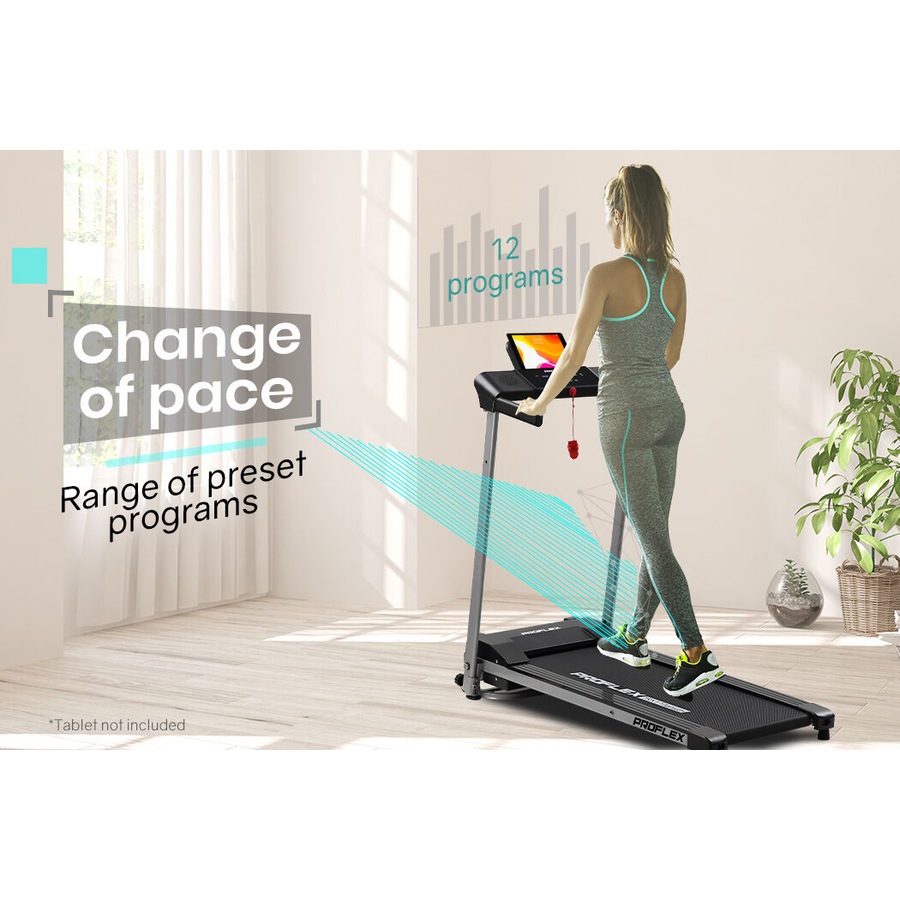 PROFLEX Electric Treadmill Folding Compact Small Walking Running Machine Home Gym, Bluetooth Speaker