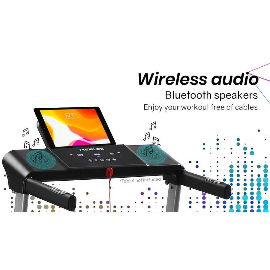 PROFLEX Electric Treadmill Folding Compact Small Walking Running Machine Home Gym, Bluetooth Speaker