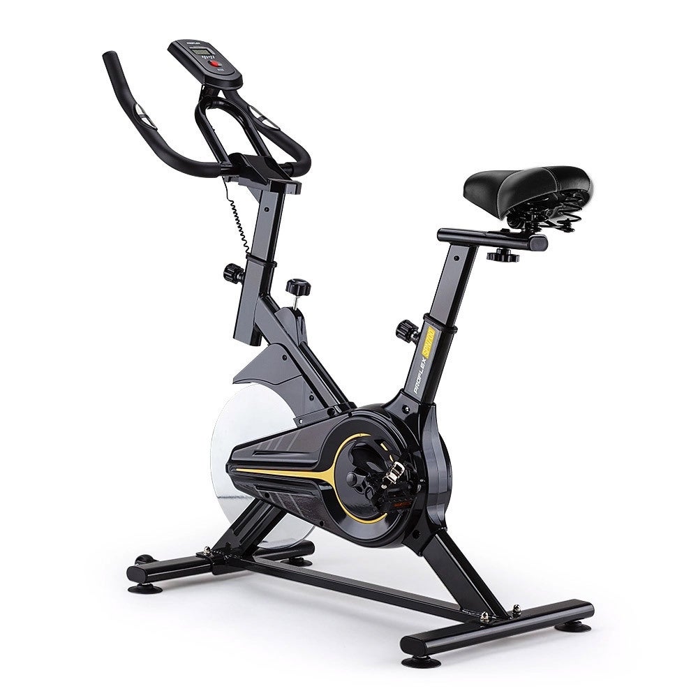 PROFLEX Commercial Spin Bike Exercise Bicycle Fitness Home Gym Flywheel, Yellow