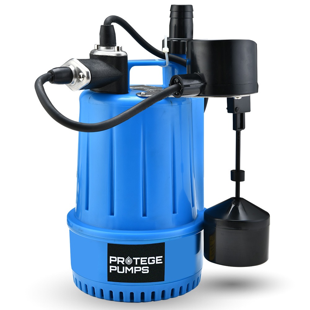 PROTEGE Tight Access Clean/Grey Dirty Submersible Sump Water Pump Vertical Float Switch
