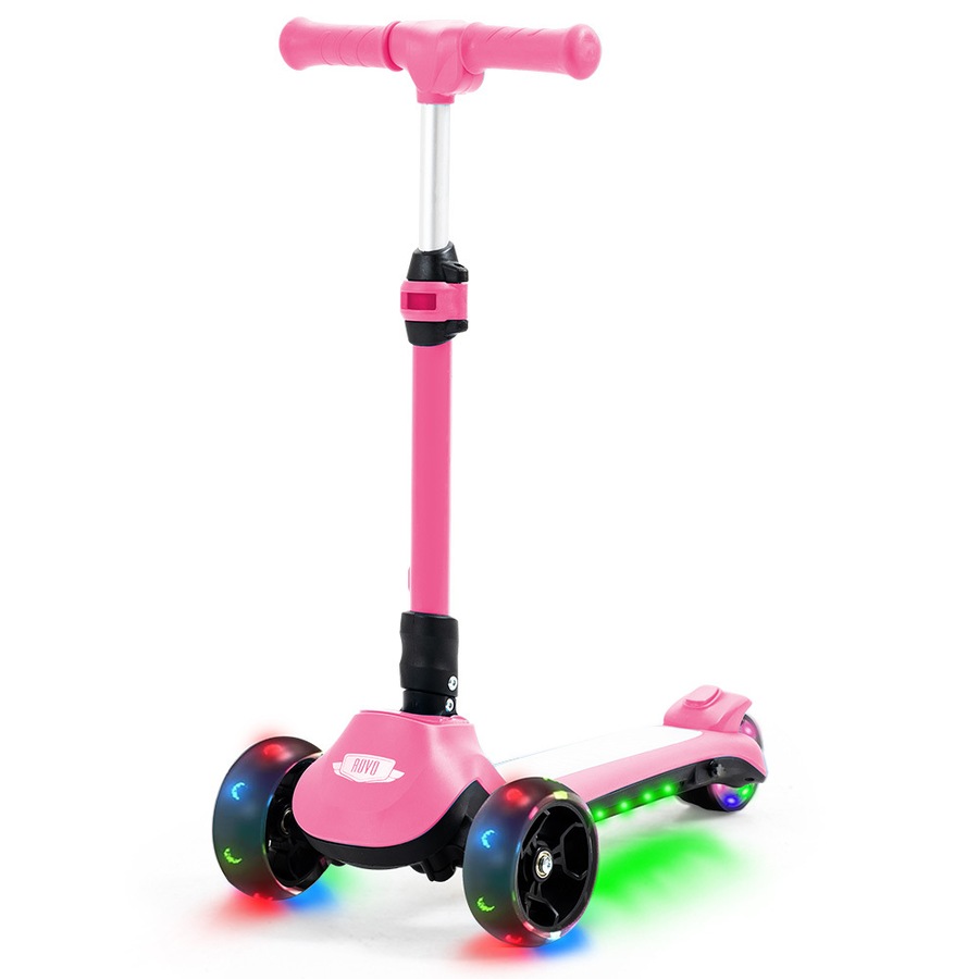 Rovo Kids 3-Wheel Electric Scooter Ages 3-8, Adjustable Height, AU Compliant, Lithium Battery, Pink