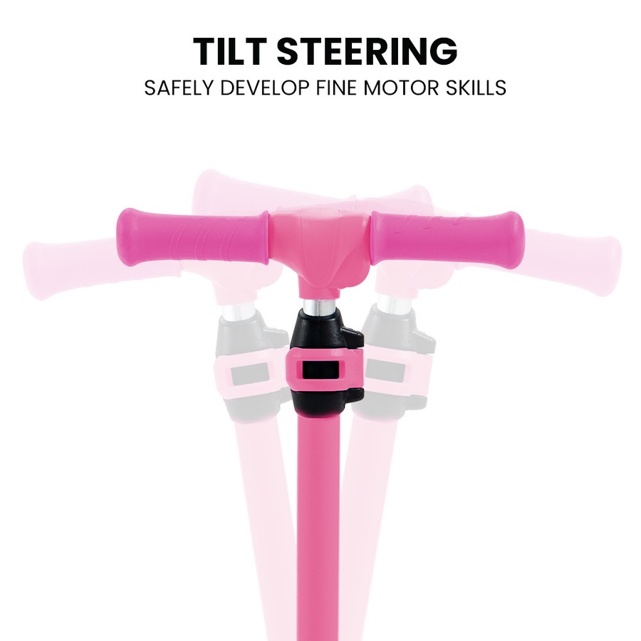 Rovo Kids 3-Wheel Electric Scooter Ages 3-8, Adjustable Height, AU Compliant, Lithium Battery, Pink