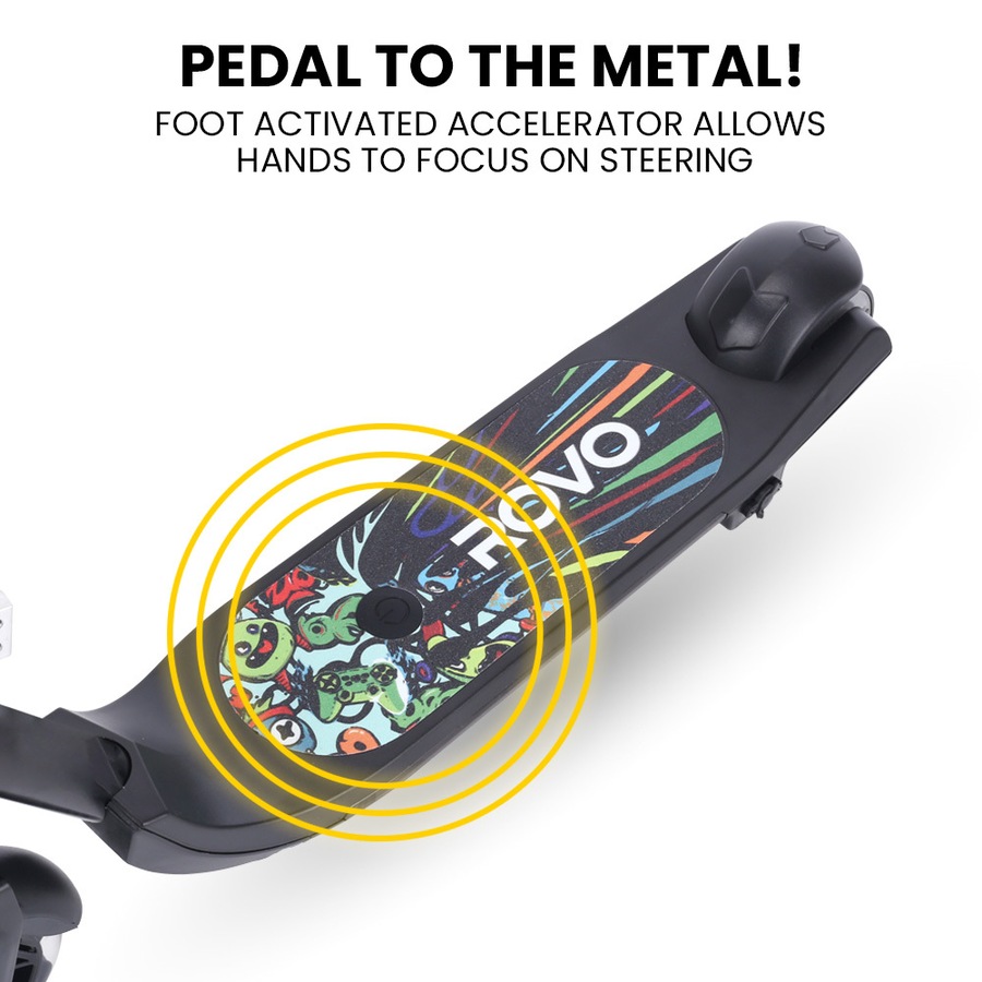 Rovo Kids WhizKid Electric Scooter Ages 5-11, Adjustable Height, AU Compliant, Lithium Battery, Brushless Motor, Black