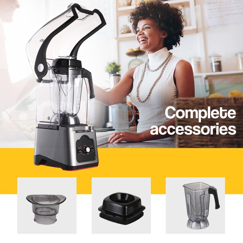 POLYCOOL Commercial Blender Quiet Enclosed Processor Smoothie Mixer