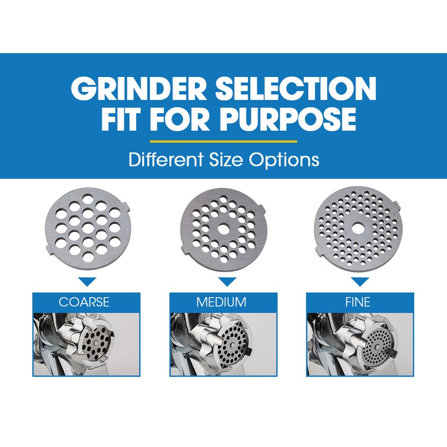 EUROCHEF Electric Meat Grinder, Stainless Steel Mincer Sausage Filler Kibbe Maker, Silver