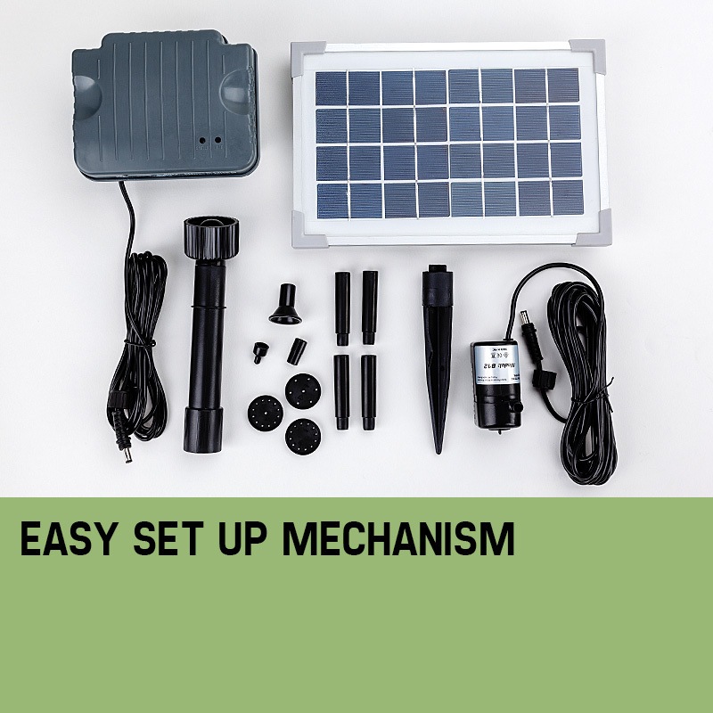 Protege 25W Solar Powered Fountain Submersible Water Pump with Battery