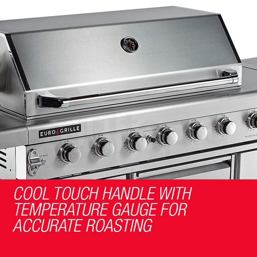 EuroGrille 8 Burner Outdoor BBQ Grill Commercial Barbecue Griller Gas Stainless Steel