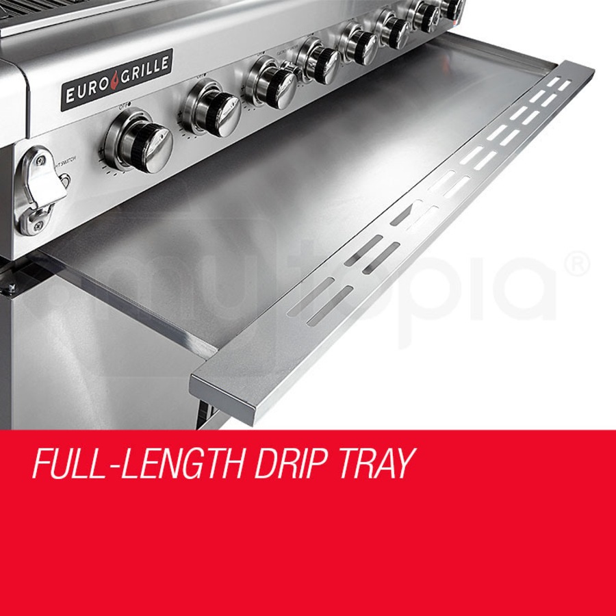 EuroGrille 8 Burner Outdoor BBQ Grill Commercial Barbecue Griller Gas Stainless Steel