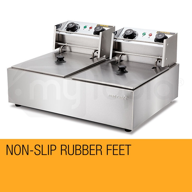 EuroChef Commercial Electric Deep Fryer Twin Frying Basket Chip Cooker