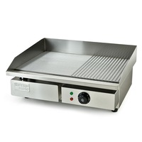 THERMOMATE Commercial Electric Griddle, 2400W 55x35cm Half Ribbed Surface