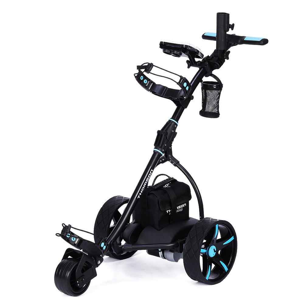 THOMSON Electric Golf Buggy Trolley Automatic Motorised Foldable Cart LED Black