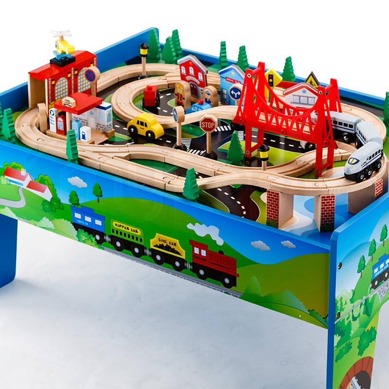 ROVO KIDS Wooden Train Set Table Toy Railway Timber Wood Model Tracks