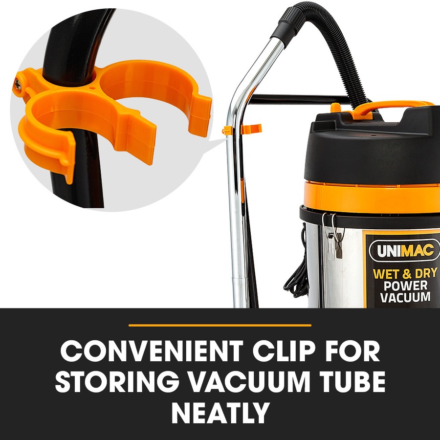 UNIMAC 100L 2400W Wet and Dry Vacuum Cleaner, Heavy-Duty Dual Copper Motors, Accessory Set, for Workshop Car Carpet