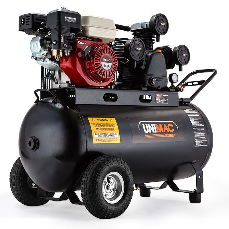 UNIMAC Industrial Air Compressor 120L Receiver Petrol Driven Tri-V