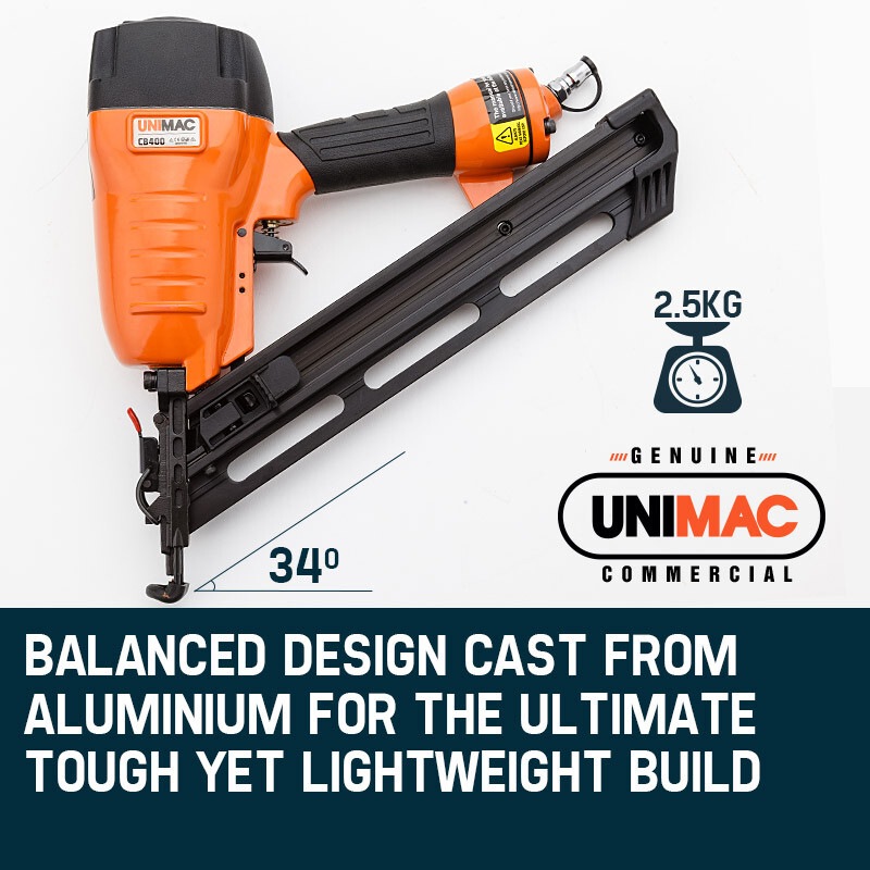 UNIMAC Finishing Air Nail Gun Heavy Duty Angled Nailer Pneumatic