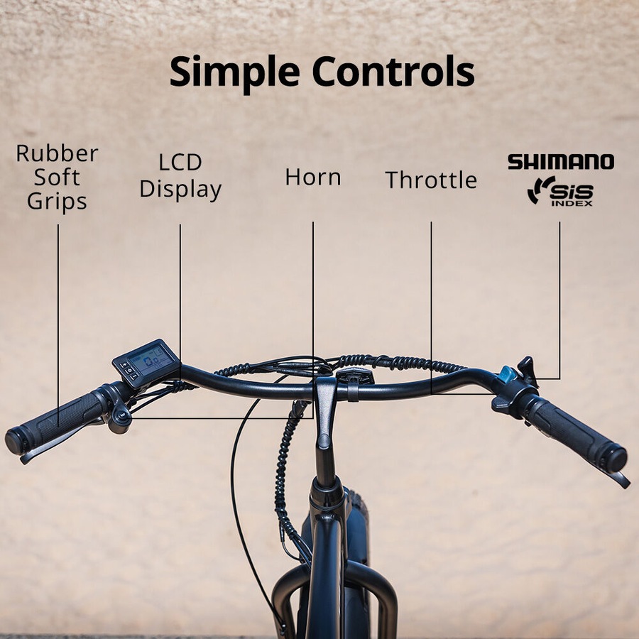 VALK Electric Fat Tyre Cruiser Bike, eBike with Throttle, Matte Black