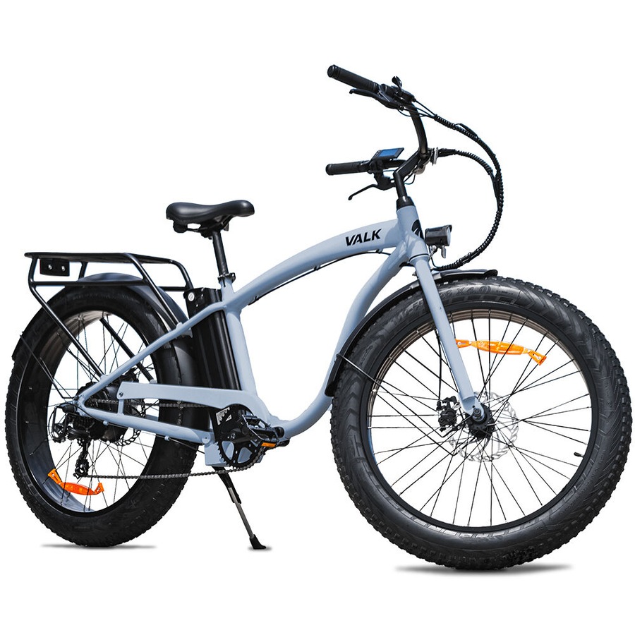 Valk Electric Fat Tyre Cruiser Bike eBike with Throttle, Tektro Hydraulic Brakes, Blue
