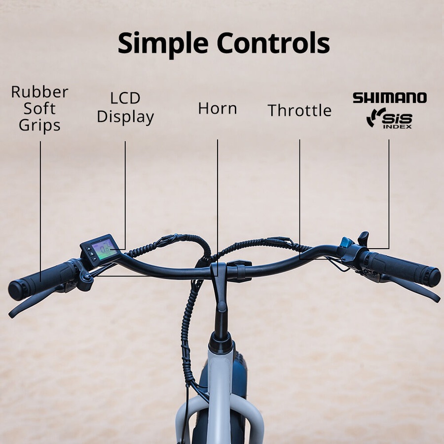 Valk Electric Fat Tyre Cruiser Bike eBike with Throttle, Tektro Hydraulic Brakes, Blue