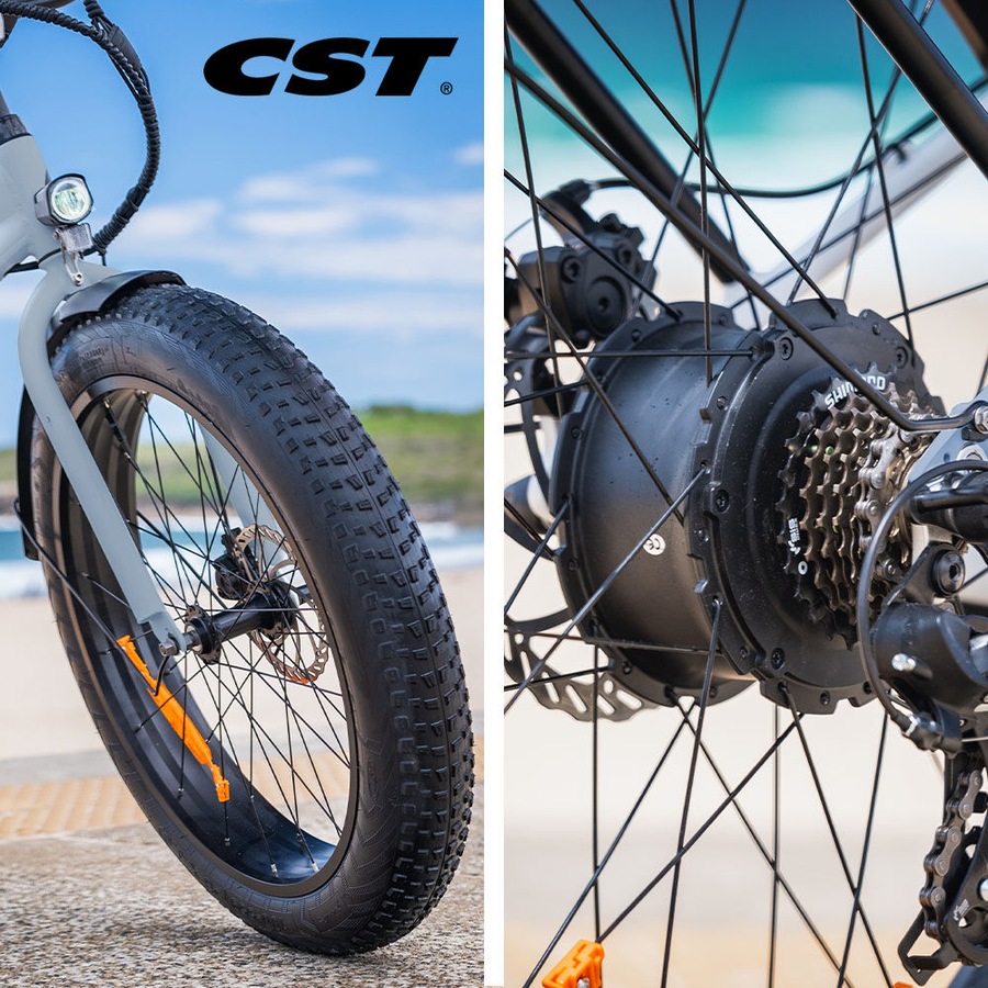 Valk Electric Fat Tyre Cruiser Bike eBike with Throttle, Tektro Hydraulic Brakes, Blue