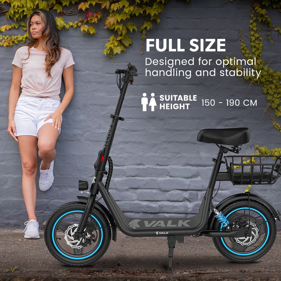 Valk Electric Scooter with Seat 30km Range, AU Compliant, Disc brakes, 14" Tyres, for Adults, Teens, Commuter