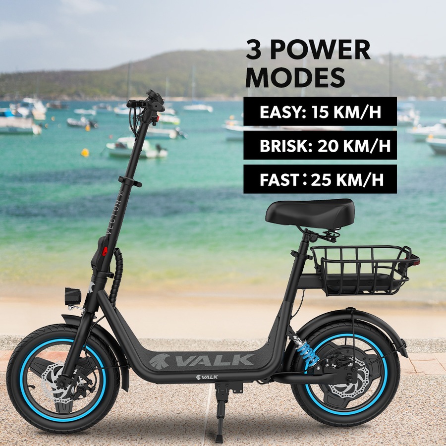 Valk Electric Scooter with Seat 30km Range, AU Compliant, Disc brakes, 14" Tyres, for Adults, Teens, Commuter